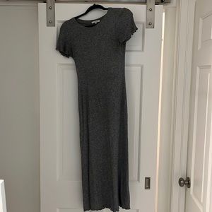 Z Supply Dunne Ribbed Midi Dress, Charcoal Heather, Size S
